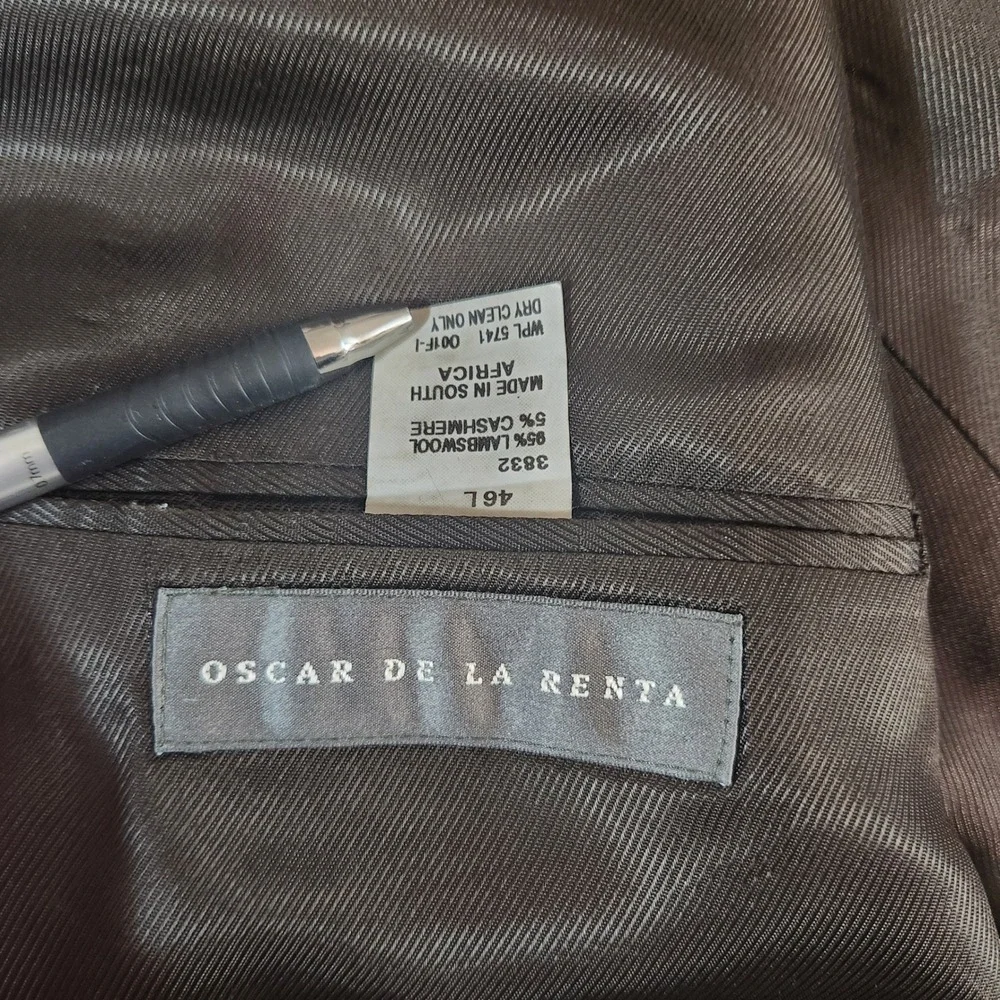 Oscar de la Renta Men's Brown Sportscoat Blazer Lambswool‎ Cashmere Blend 46L
